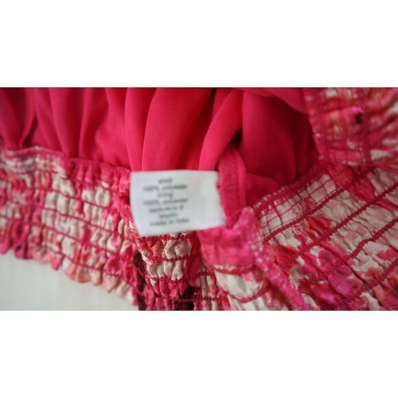 Lane Bryant Women Sz 14/16 Pink Floral Crop Off-The-Shoulder Chiffon Blouse $70 - Picture 5 of 9